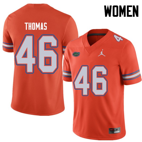 Jordan Brand Women #46 Will Thomas Florida Gators College Football Jersey Orange
